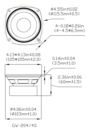 Goldwood Sound Gw-204/4S Shielded 4 Woofer 70 Watt 4Ohm Replacement Speaker,Black