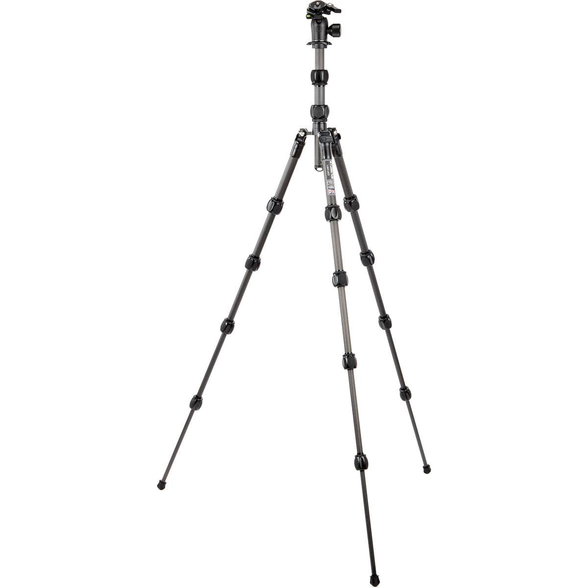 3 Legged Thing Pro Range 2.0 Leo 2.0 Kit Carbon Fibre Travel Tripod System   Adjustable Camera Tripod With 3 Detachable Legs For Monopod Conversion   Darkness Matte Black (Leokitdark2)