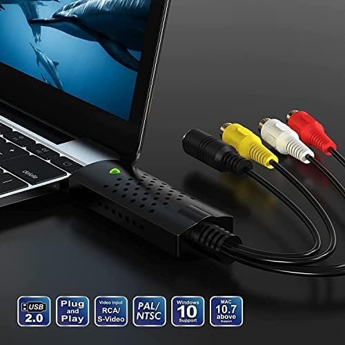 Capture Card, Usb Video Capture Card Device, Audio Video Converter Grabber For Rca To Usb Convert Vhs Mini Dv Vcr Hi8 Dvd To Dig
