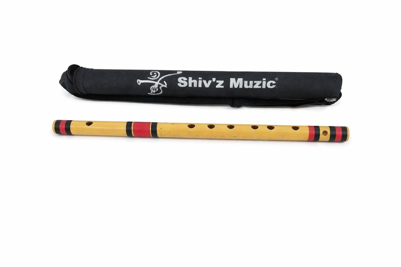 ShivZ Muzic Flute, C Sharp Medium, Budget Bansuri, Right Hand 18.5 Inches (With Written Manual & Bag)