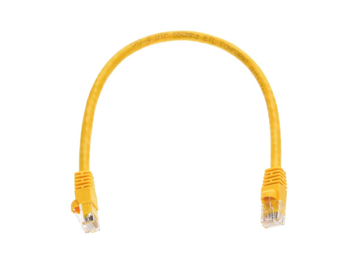 Monoprice Cat6 Ethernet Patch Cable   Network Internet Cord   Rj45, Stranded, 550Mhz, Utp, Pure Bare Copper Wire, 24Awg, 1Ft, Ye