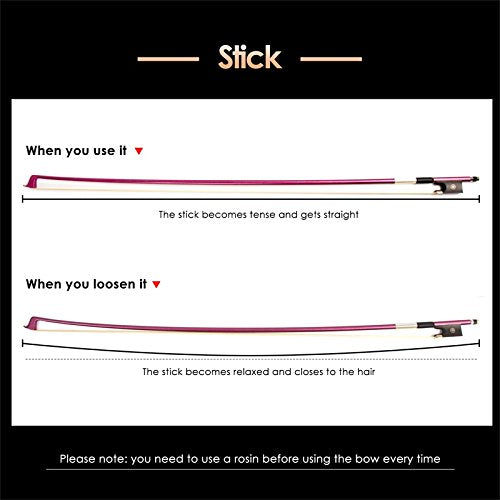 Kmise Violin Bow - Carbon Fiber Fiddle Bow for 4/4 Violins, Purple, Model A5649-KUSS