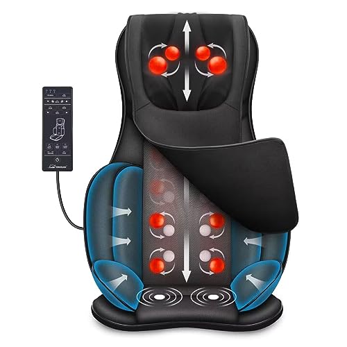 Snailax Full Body Massage Chair Pad -Shiatsu Kneading Seat Portable Neck Back Massager With Heat & Compression For Back And Shou