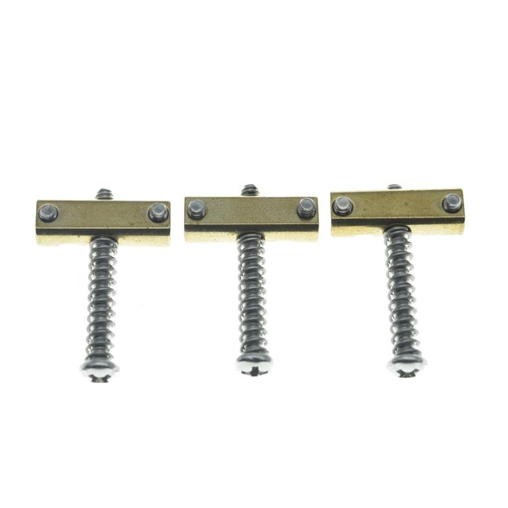 Dopro Set Of 3 Brass Compensated Saddles Barrel Style Brass Bridge Saddles For Vintage 52/62 Tele/Telecaster Bridges