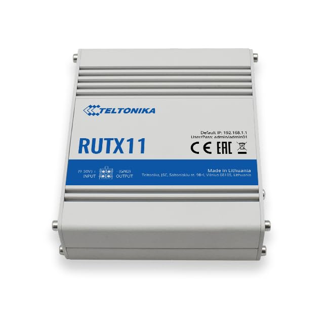 Teltonika Rutx11100400 Model Rutx11 Industrial Cellular Router; Dual Sim; For Use With Usa Carriers; Comes With Us Psu; Wi Fi & Bt; 4 X Ethernet Ports; Auto Failover; Aluminum Housing