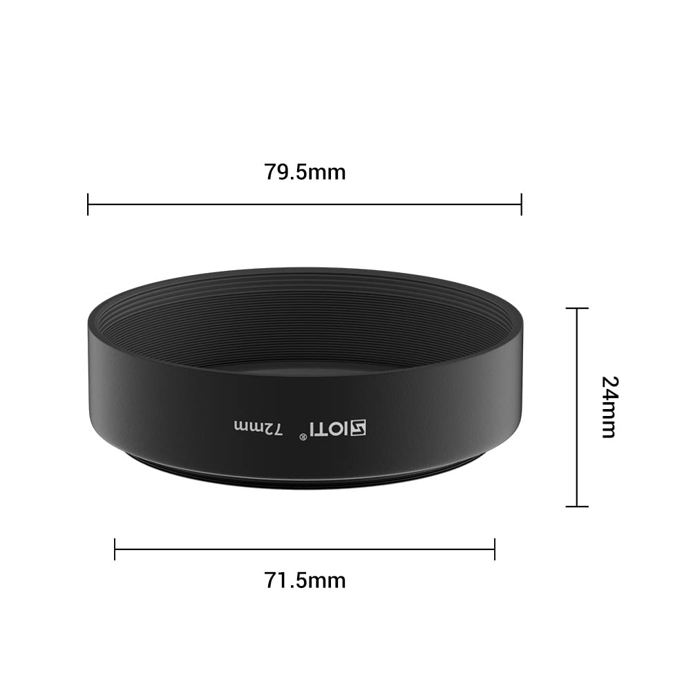 Sioti 72Mm Lens Hood, Matte Treatment Inside, Aluminum Material, Compatible With All Camera Lens S/C/N/F/O/P Etc.(72Mm)