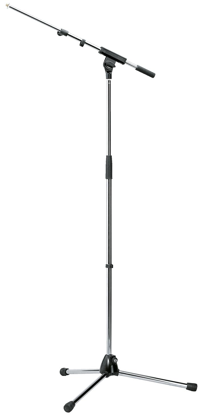 K&M Konig & Meyer 21080.500.02 Tripod Microphone Stand w/Telescoping Boom | Easy Clutch Height Adjustment | Folding Leg Design |