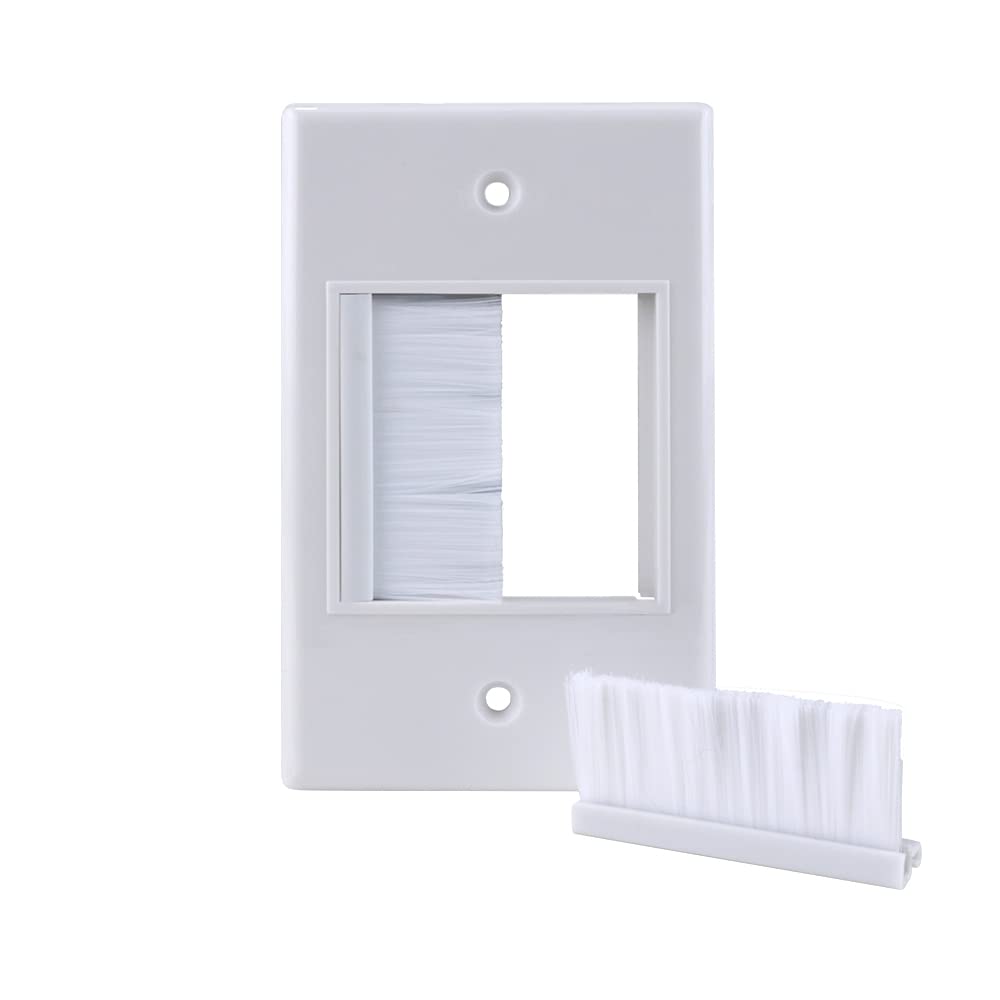 Construct Pro Single Gang Widemouth D  Cor Brush Plate (White Plate W/White Brush)