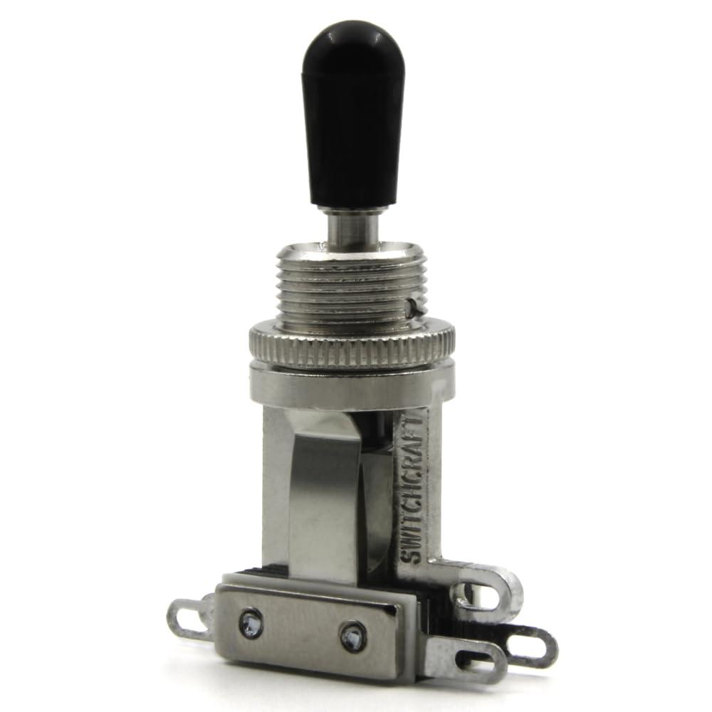Switchcraft 3 Way Toggle Switch W/Genuine Tip, Short Toggle For Les Paul Electric Guitar (Black Tip)