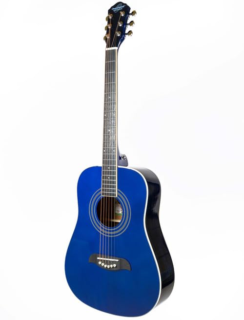 Oscar Schmidt Og5 3/4 Size Kids Acoustic Guitar   Blue Learn To Play Bundle With Tuner, Strap, Picks, Instructional Book/Dvd, An
