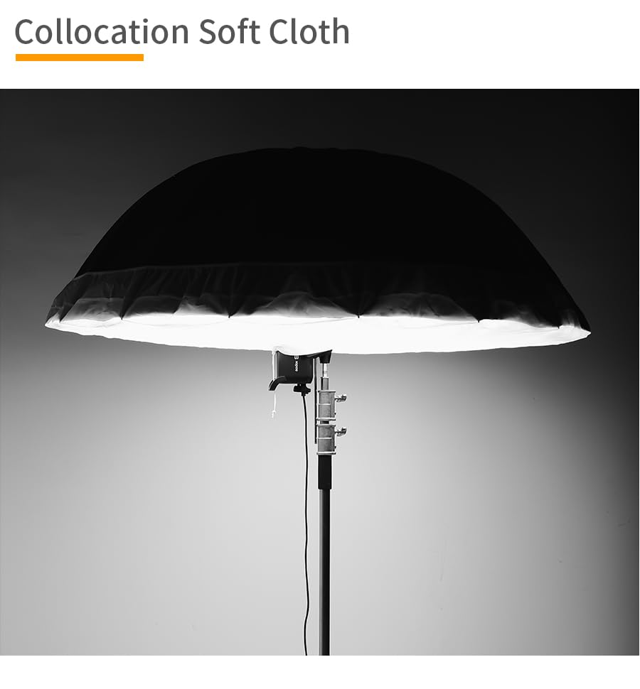 Godox 70 Inch 180Cm Black White Reflective Umbrella Studio Photography Umbrella, White Inner With Large Diffuser Cover, Bag