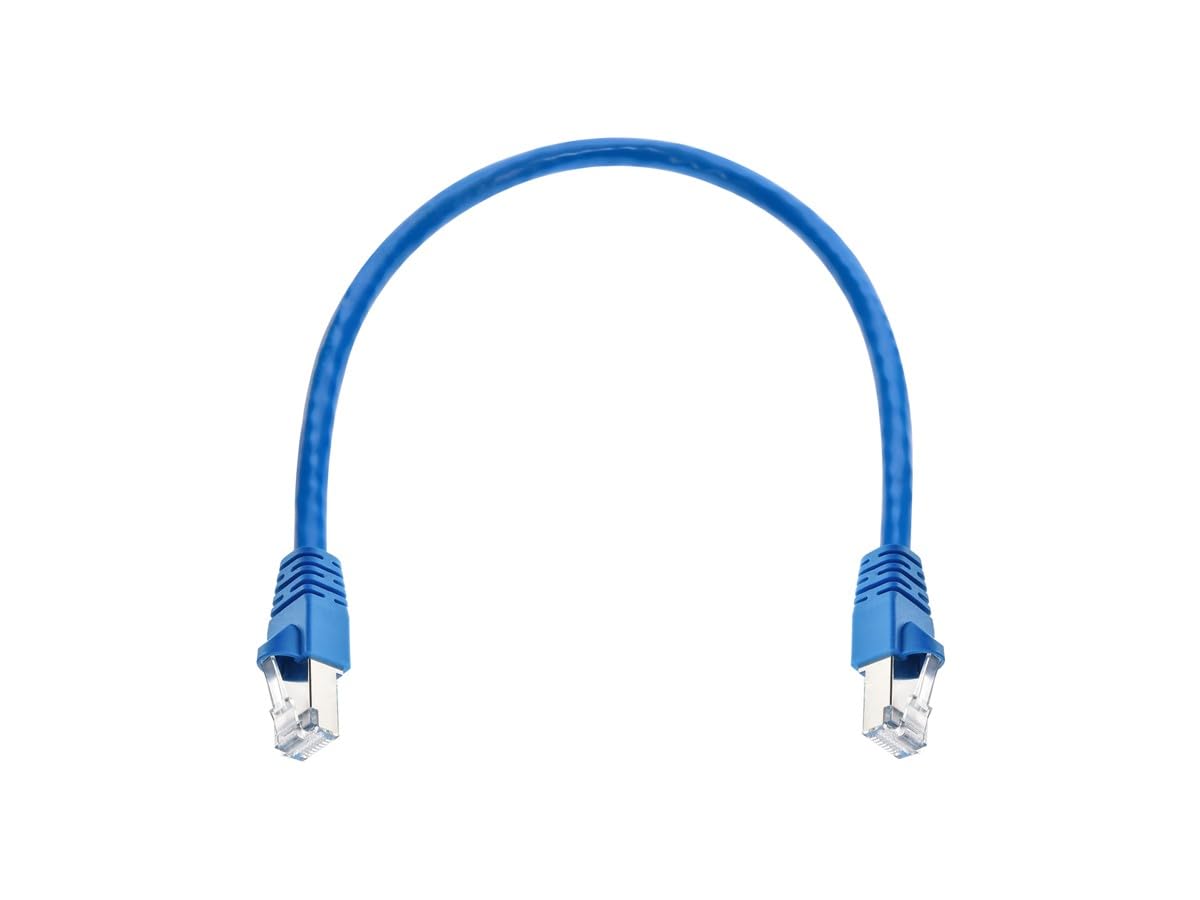 Monoprice Cat6A 1Ft Blue Patch Cable Double Shielded (S/Ftp) 26Awg 10G Pure Bare Copper Snagless Rj45 Fullboot Series Ethernet C
