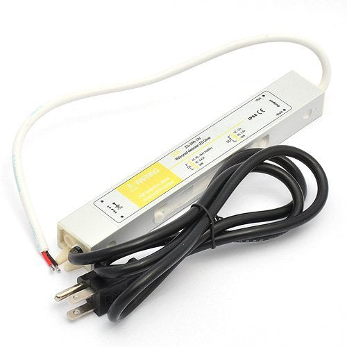 Ledwholesalers 12 Volt Dc Waterpoof Led Power Suppply Driver Transformer With 3 Prong Plug, 30W, 3207