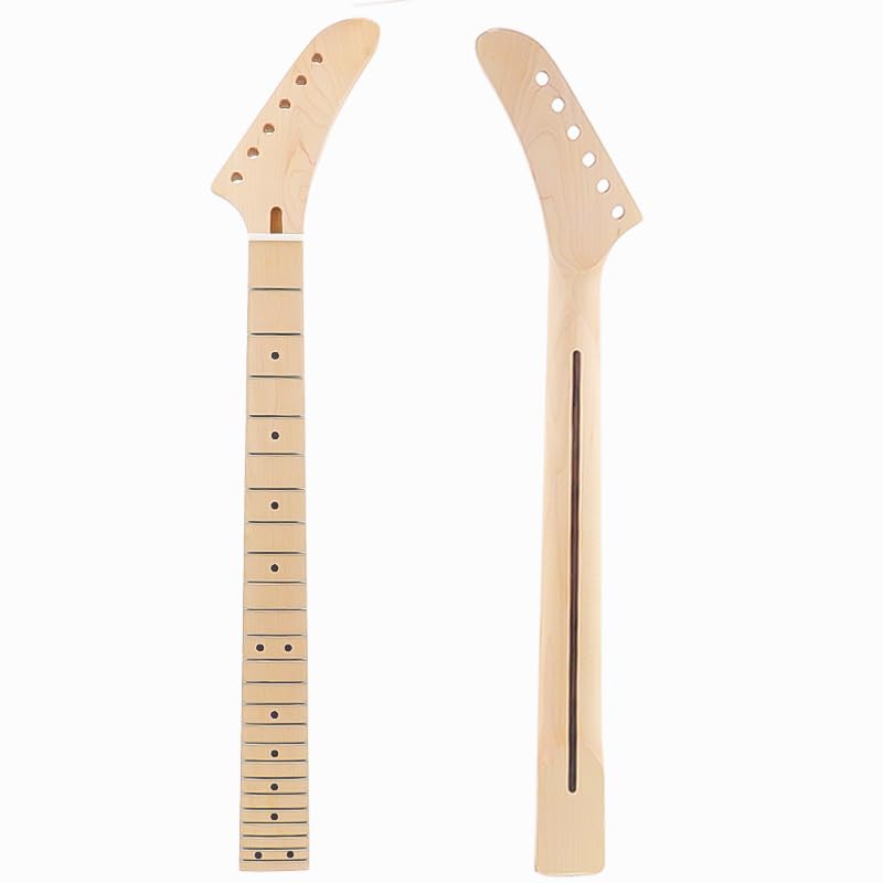 Banana Head Guitar Neck 24 Fret 25.5 Inch Maple Fretboard Bolt On for Electric Guitar Parts Replacement,14 Fretboard Radius