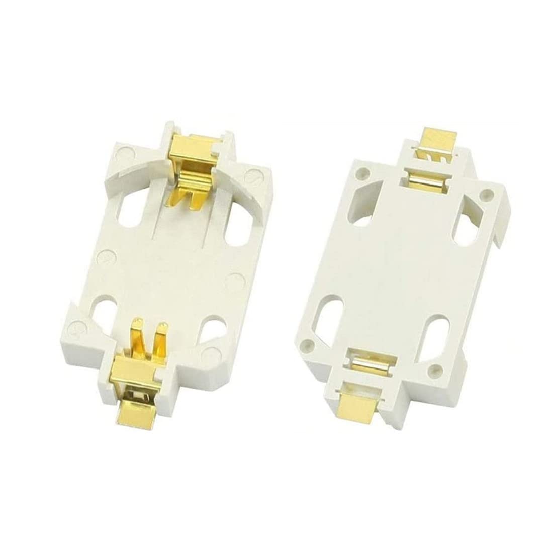 Bnafes 10Pcs White Surface Mount Smd Cr2032 Cell Button Battery Holder Socket
