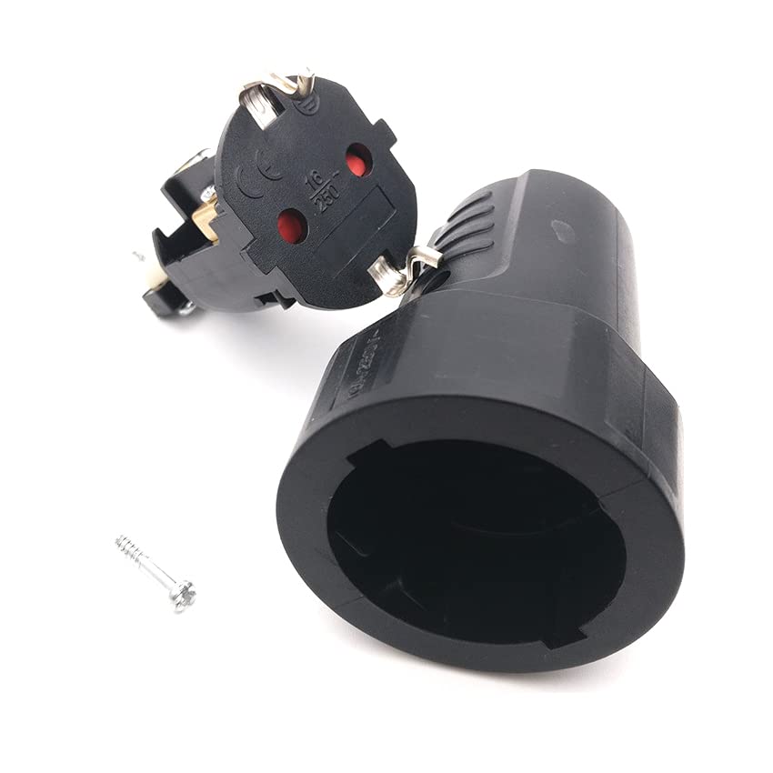 Toptekits Black Eu Schuko French Korea 4.8Mm Pin Diy Rewireable Female Socket Adapter,Schuko France Germany Eu 4.8Mm Pin Female