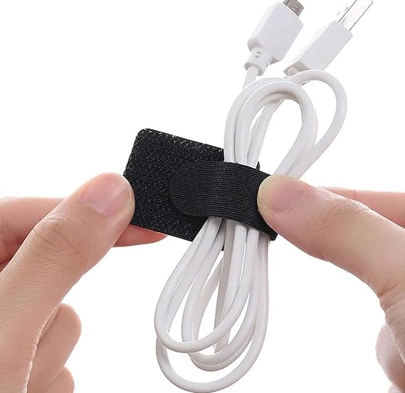 Venja 10Pcs Self Adhesive Hook And Loop Cable Organizer | 3M Adhesive Wire Ties For Home, Office & Desk | Reusable Velcro Cable