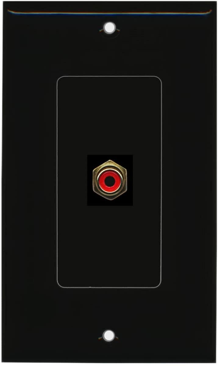 Riteav   1 Rca Red For Subwoofer Audio Port Wall Plate Decorative   Black