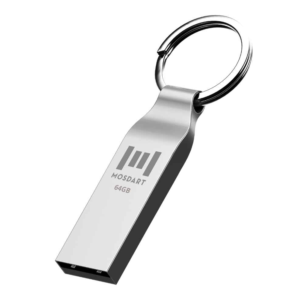 Mosdart 64Gb Waterproof Metal Usb 2.0 Flash Drive   Keychain Thumb Drive Memory Stick Jump Drive Data Storage For Computers   Ex