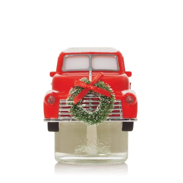 Yankee Candle Christmas Cabin Variety Pack - Scent Plug Diffuser Holiday Truck With Light Sensor, Scent Plug Refill Red Apple Wr