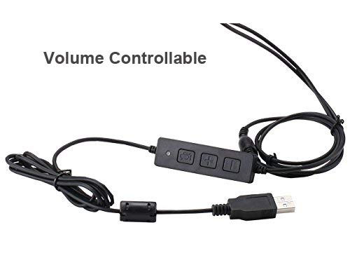 Telpal Corded Hands Free Call Center Noise Cancelling Binaural Usb Headset Headphones With Mic/Microphone   Cord With Usb Plug, Volume Control  For Computer/Pc/Laptop Use Only