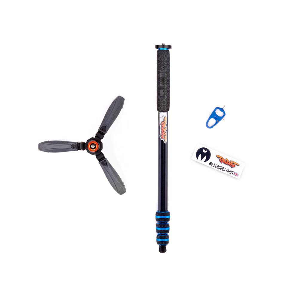 3 Legged Thing Punks Trent 2.0 Monopod With Docz2 Foot Spreader Kit   Lightweight Magnesium Alloy Camera Monopod With Multiple Uses For Heavy Equipment (Trentkitblue2.0)