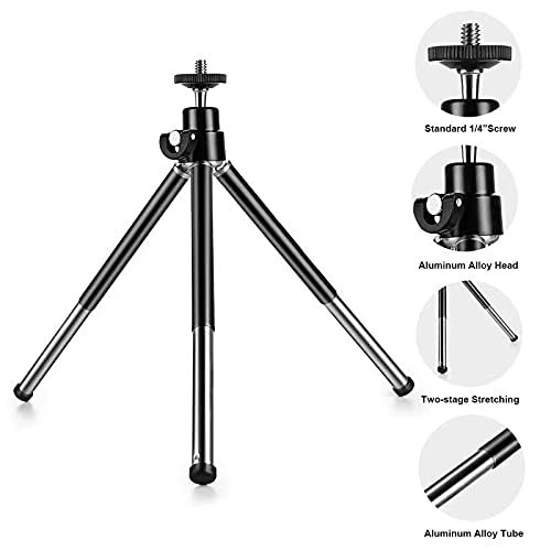 Mini Tripod For Webcam And Phone, Metal Extendable Webcam Stand With Phone Holder, Tripod For Webcam Black