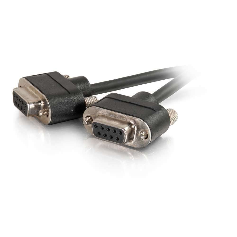 C2G 52174 Serial Rs232 Db9 Null Modem Cable With Low Profile Connectors F/F, In Wall Cmg Rated, Black (3 Feet, 0.91 Meters)