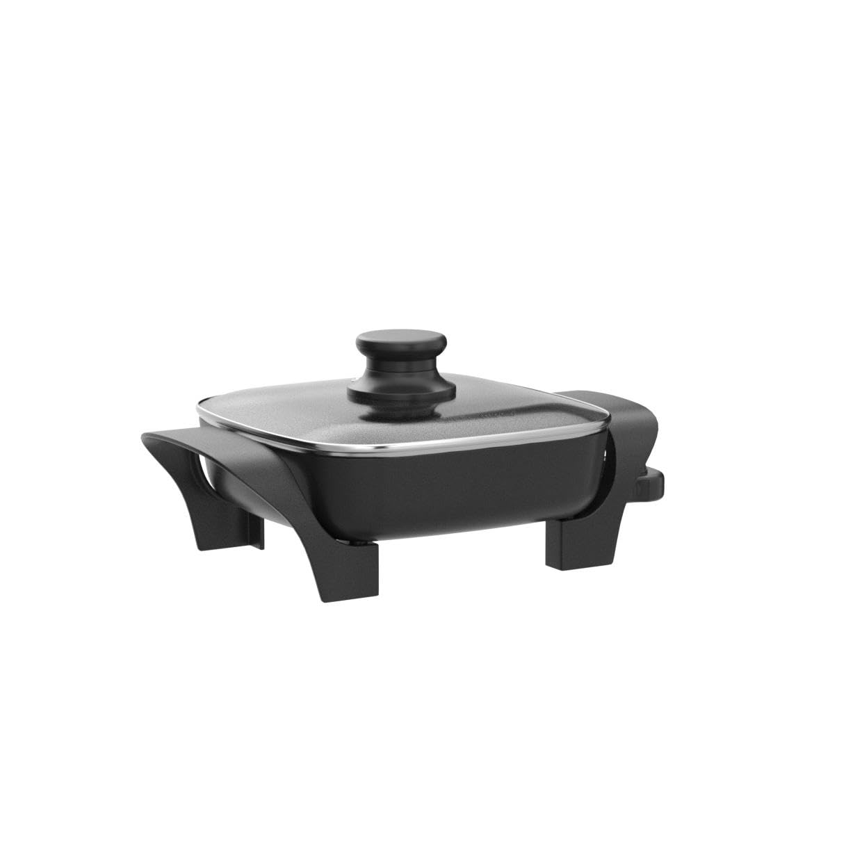 Elite Gourmet Eg808 8� X 8' Non Stick Electric Skillet, Dishwasher Safe With Tempered Glass Vented Lid, Rapid Heat Up, 600W, Black