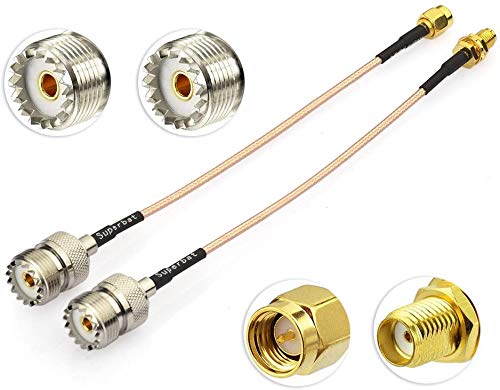 Superbat Coax UHF Female SO-239 to SMA Male/SMA Female Adapter Extension Cable RG316 12' for Baofeng CB Radio Handheld Walkie Talkie 2pcs
