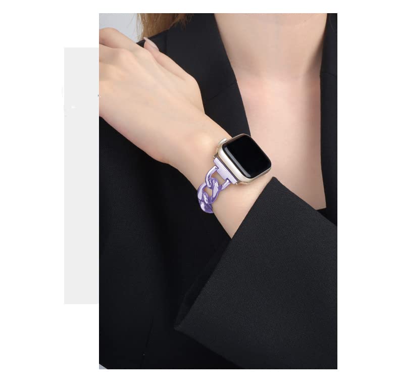 Kolgios 38/40/41Mm Fog Purple Cool Women Chain Metal Smartwatch Bands Compatible For Apple Watch Series 9/8/7/6/Se Stylish Repla