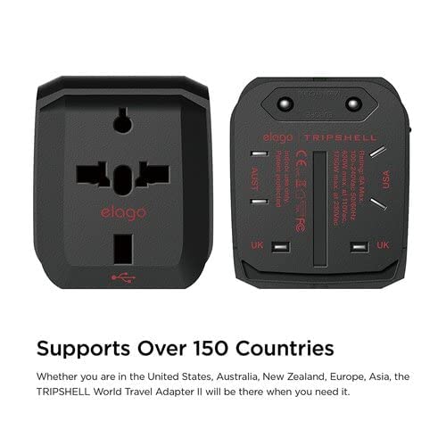 Elago Tripshell Universal Travel Adapter With Dual Usb Charging Ports For Usa Eu Uk Aus Aisa - International All In One Worldwid