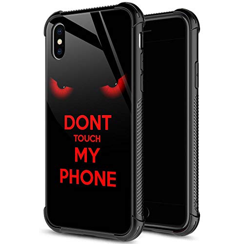 Iphone Xr Case,9H Tempered Glass Iphone Xr Cases Dont Touch My Phone Pattern For Men Boys,Soft Silicone Tpu Bumper Case For Ipho