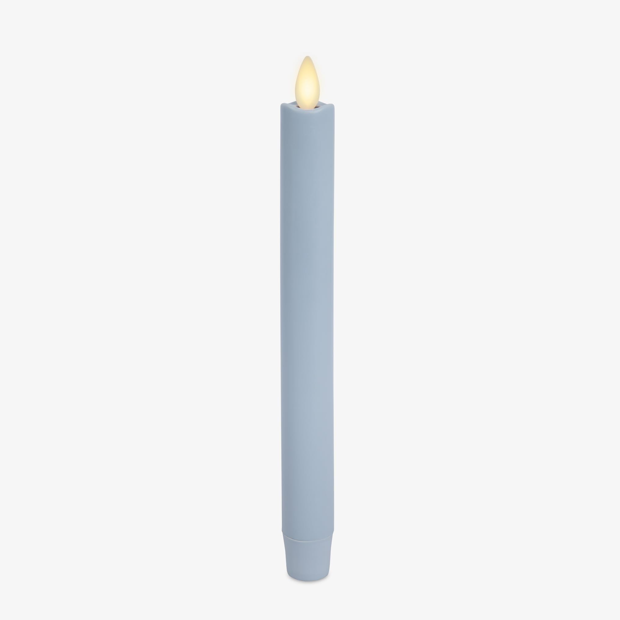 Luminara Flameless Candle Taper (1 x 9.5) Melted Top Real Wax Unscented Remote Ready Timer (Cashmere Blue)