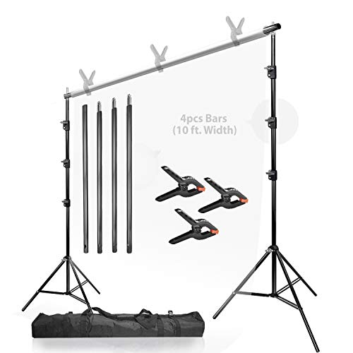 Limostudio 10 Ft. (W) 9.6 Ft. (H) Backdrop Stands Background Support System Kit With Spring Clamps And Carry Bag Case, Photo Vid