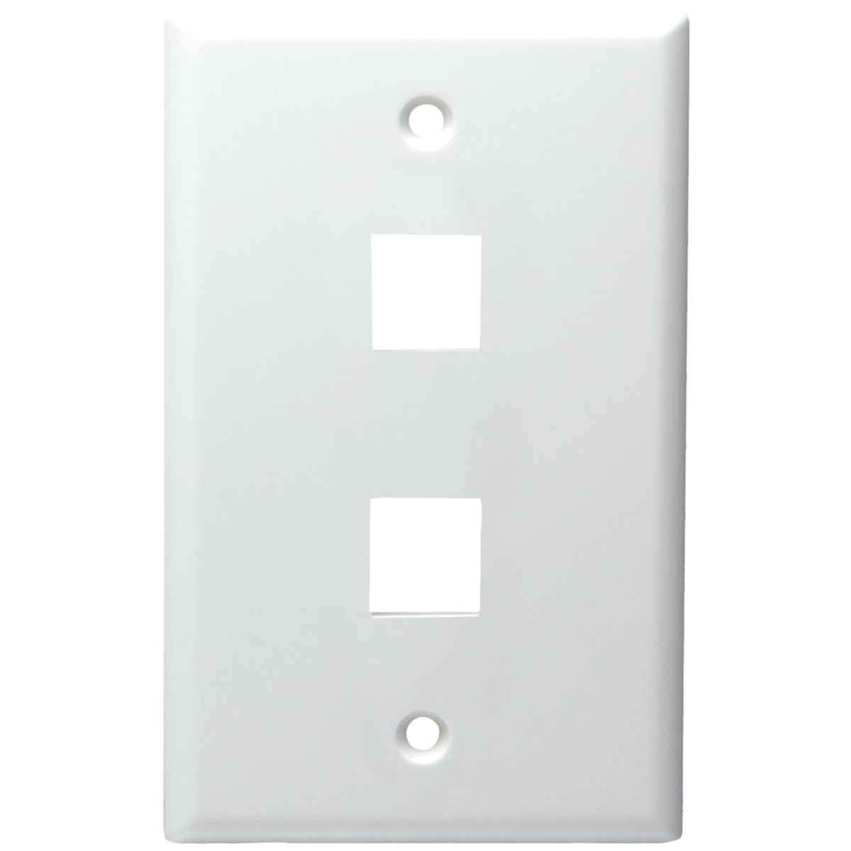 Datacomm Electronics 20 3002 Wh 2 Port Standard Size Keystone Wall Plate (White)