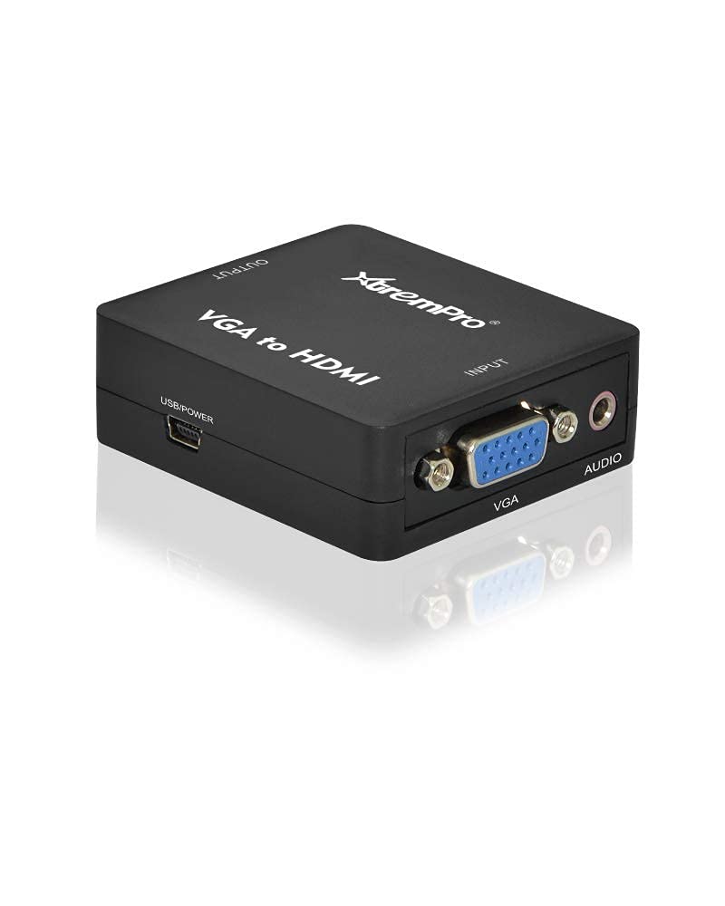 Xtrempro Vga To Hdmi Converter Adapter 1800P Full Hd Mini Vga To Hdmi Audio Video Converter Adapter W/ 3.5Mm Audio Port, Support