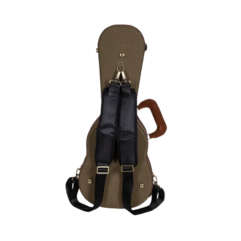 Crossrock Master Series Soprano Ukulele Case For 21 Long Neck | Olive Green Eco Tweed Fabric, Re-Engineered Shell, Backpack St