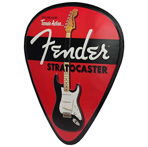 Fender Stratocaster Guitar Pick Metal Sign   Vintage Wall Art For Music Room, Bedroom Or Man Cave