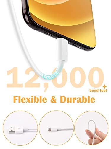 4 Pack [Apple Mfi Certified] Apple Charging Cables 10Ft, Iphone Chargers Lightning Cable 10 Foot, Fast Iphone Charging Cord For Iphone 12/11/11Pro/11Max/ X/Xs/Xr/Xs Max/8/7, Ipad(Yellow)