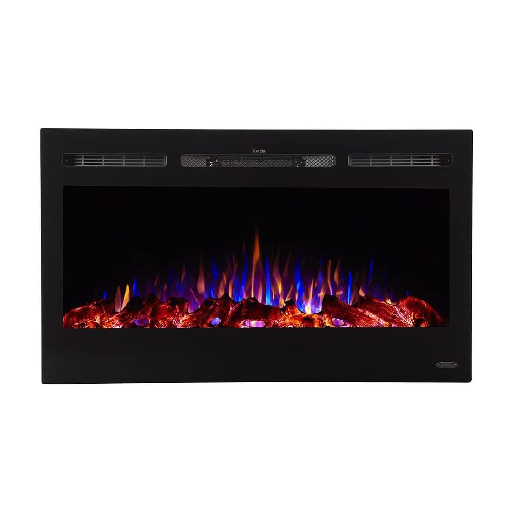 Touchstone Smart Electric Fireplace The Sideline 36 Inch Wide In Wall Recessed 30 Realistic Ember Color/Flame Options 1500W Heat