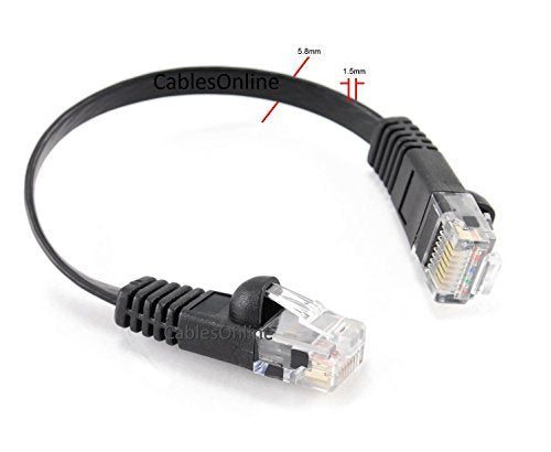 Cablesonline, 5 Pack 6 Inch Cat6 Network Utp Ethernet Rj45 Flat Design Patch Black Cable, (U6 000Fk 5)
