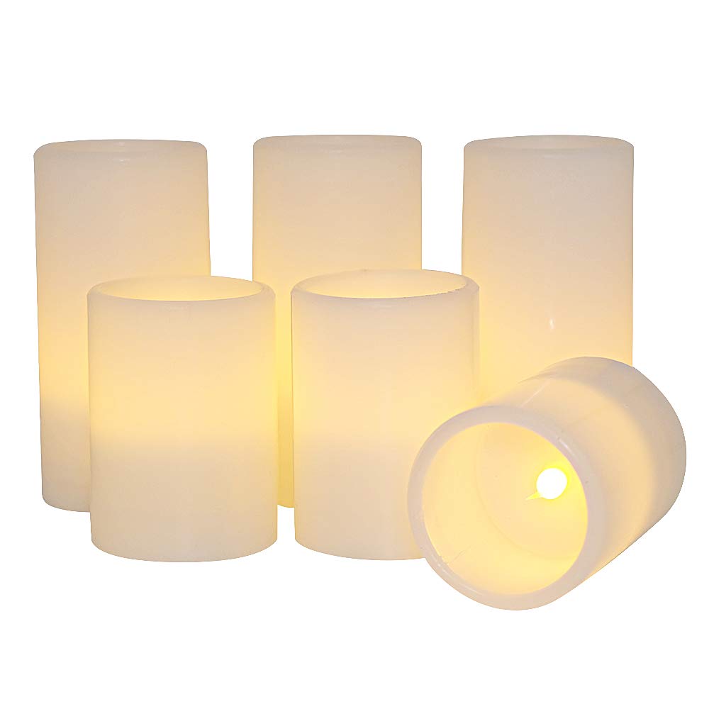 Eldnacele Flameless Flickering Candles Battery Operated Real Wax White Color With 8 Hours Timer For Christmas Home Decoration An