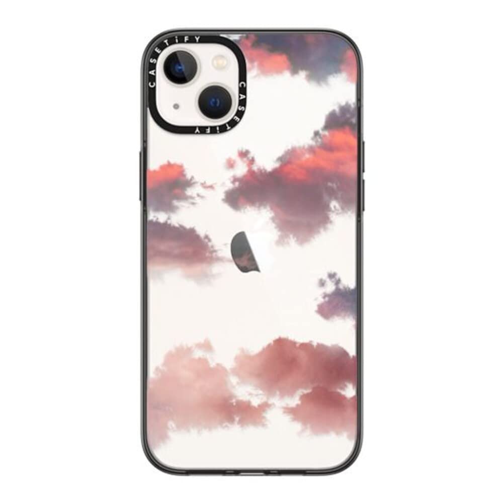 Casetify Compact Iphone 14 Plus Case [2X Military Grade Drop Tested / 4Ft Drop Protection]   Clouds (Red)   Clear Black