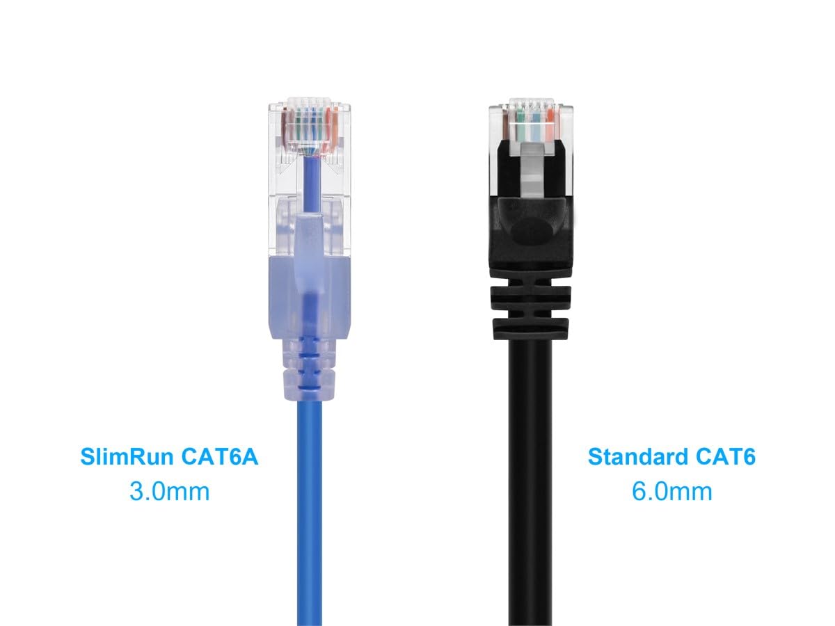 Monoprice Cat6A 5Ft 10 Color 10 Pk Patch Cable Utp 30Awg 10G Pure Bare Copper Snagless Rj45 Slimrun Series Ethernet Cable