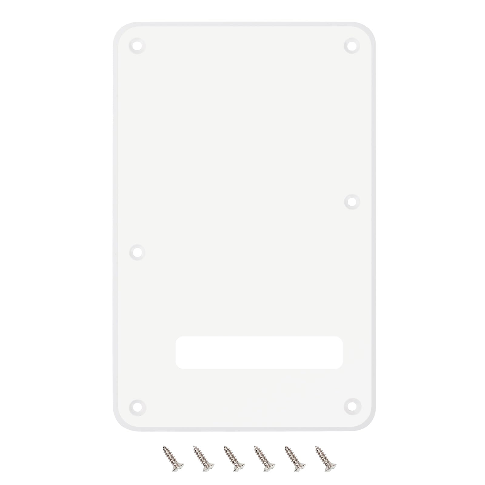 Banworks 1 Ply Electric Guitar Backplate 6-Hole Trem Tremolo Cover for USA/Mexican Fender Standard Strat ST JT/HGB-01 White