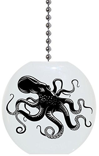 Black Octopus Solid Ceramic Fan Pull