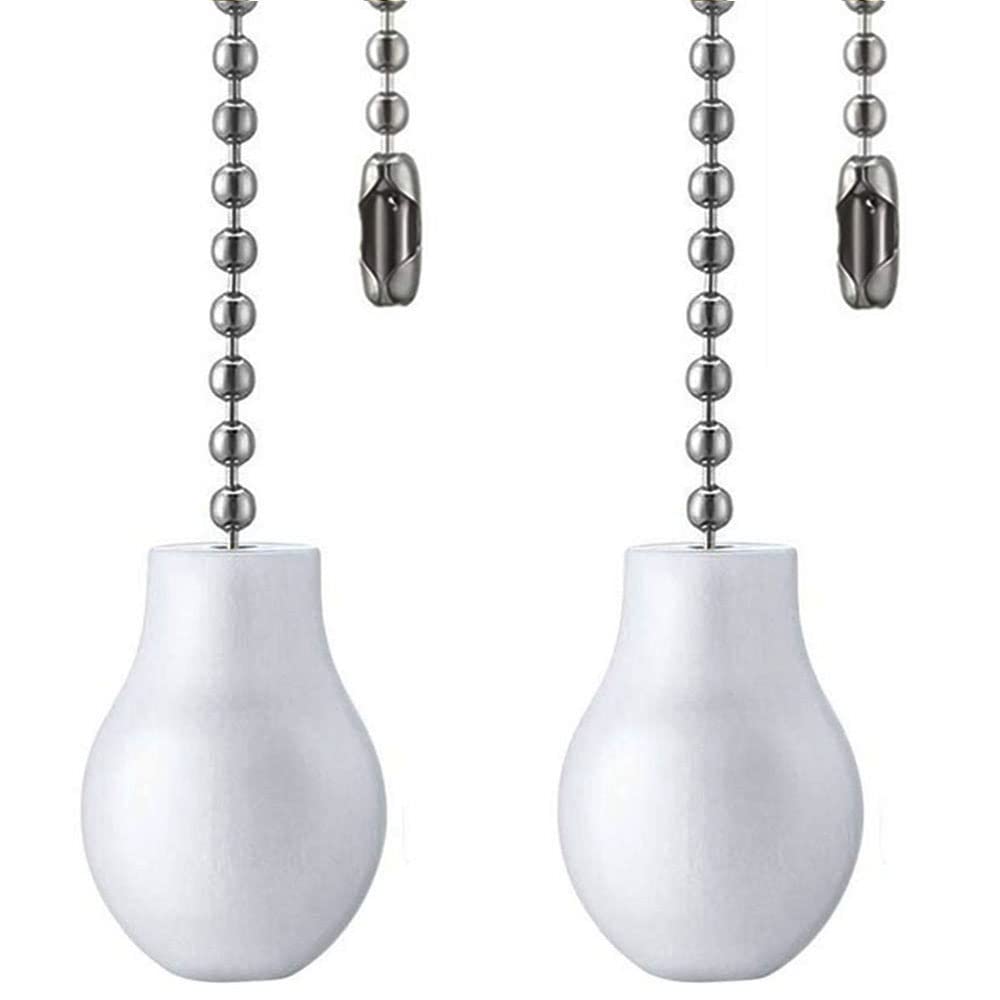 Akahttbn Ceiling Fan Chain Pulls Extenders Decorative Ornaments 12 Inches White Color Wooden Pendant Pull Chain Extension For Ce