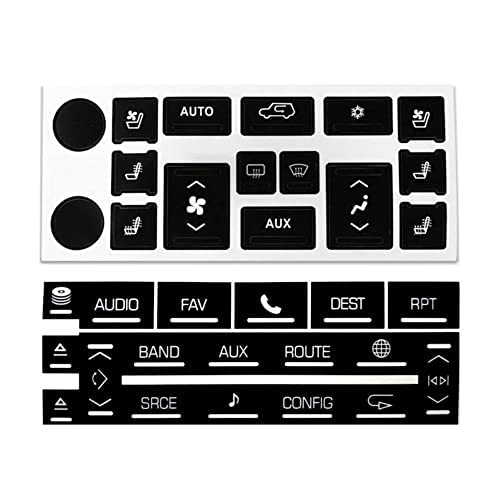Ombialo Ac Radio Dash Button Repair Stickers Decals Compatible With Cadillac 2007 2014 Escalade Esv Ext (Ac16+Radio18)