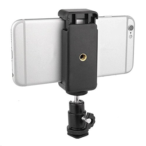 360 Ball Head Hot Shoe Adapter Mount + Cell Phone Holder Clip For Dslr Camera
